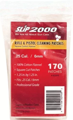 1.25" Square 25 Cal/6mm Cleaning Patches - 2000 Pack