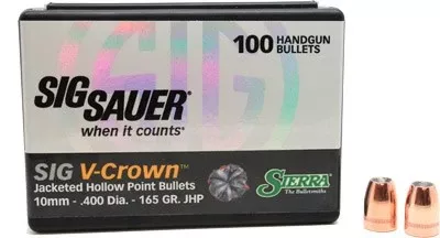 10mm .400 165GR JHP SIG V-Crown 100ct Sierra Bullets