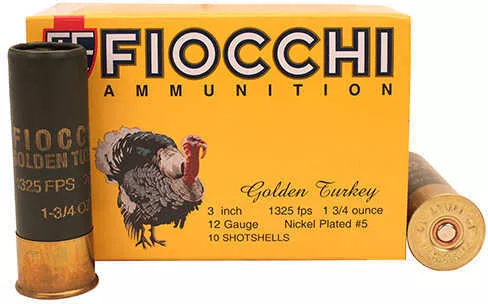 12 Gauge 10 Rounds Ammunition Fiocchi Ammo 3" 1 3/4 oz Nickel-Plated Lead #5