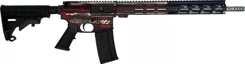 16" Stainless Steel Barrel AR15 Battleworn American Flag .223 Wylde