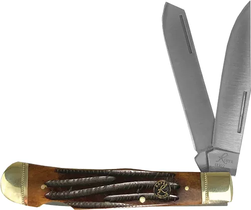 ABKT ROPER DOUBLE ACTION LOCK – BACK TRAPPER 3.25″ COFFEE HNDL