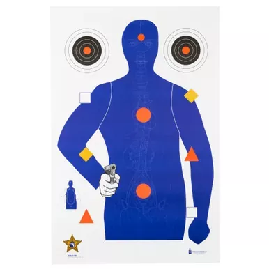 Action Target SSO-99 | Sheriff’s Office Sarasota Co. (FL) Modifies B21E Target With Vital Anatomy | Blue/Red/Gold/Black | 23″x35″ | 100 Per Box | SSO-99-100