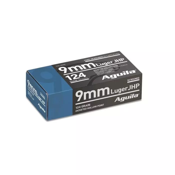 Aguila Ammunition 9mm Luger Handgun Ammo – 124 Grain | JHP | 50rd Box