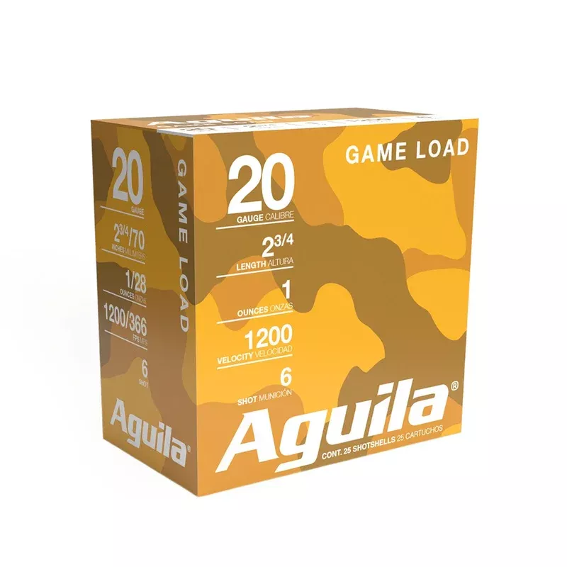 AGUILA – High Velocity Game Load 20 Gauge 2-3/4″ 1oz #6 shot 25/Box Quantity Discount PriceAdd To Favorite