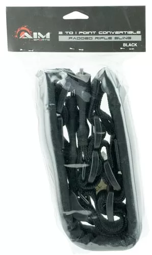 Aim Sports AOPSO3 2-To-1 Point Convertible made of Black Nylon with 40"-60" OAL, 1.25" Width & Padded Design for Rifles