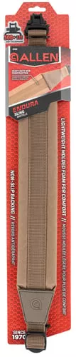 Allen 8490 Standard Sling made of Tan Endura with 20"-38" OAL, 2" W, Padded Design & Swivels for Rifle/Shotgun