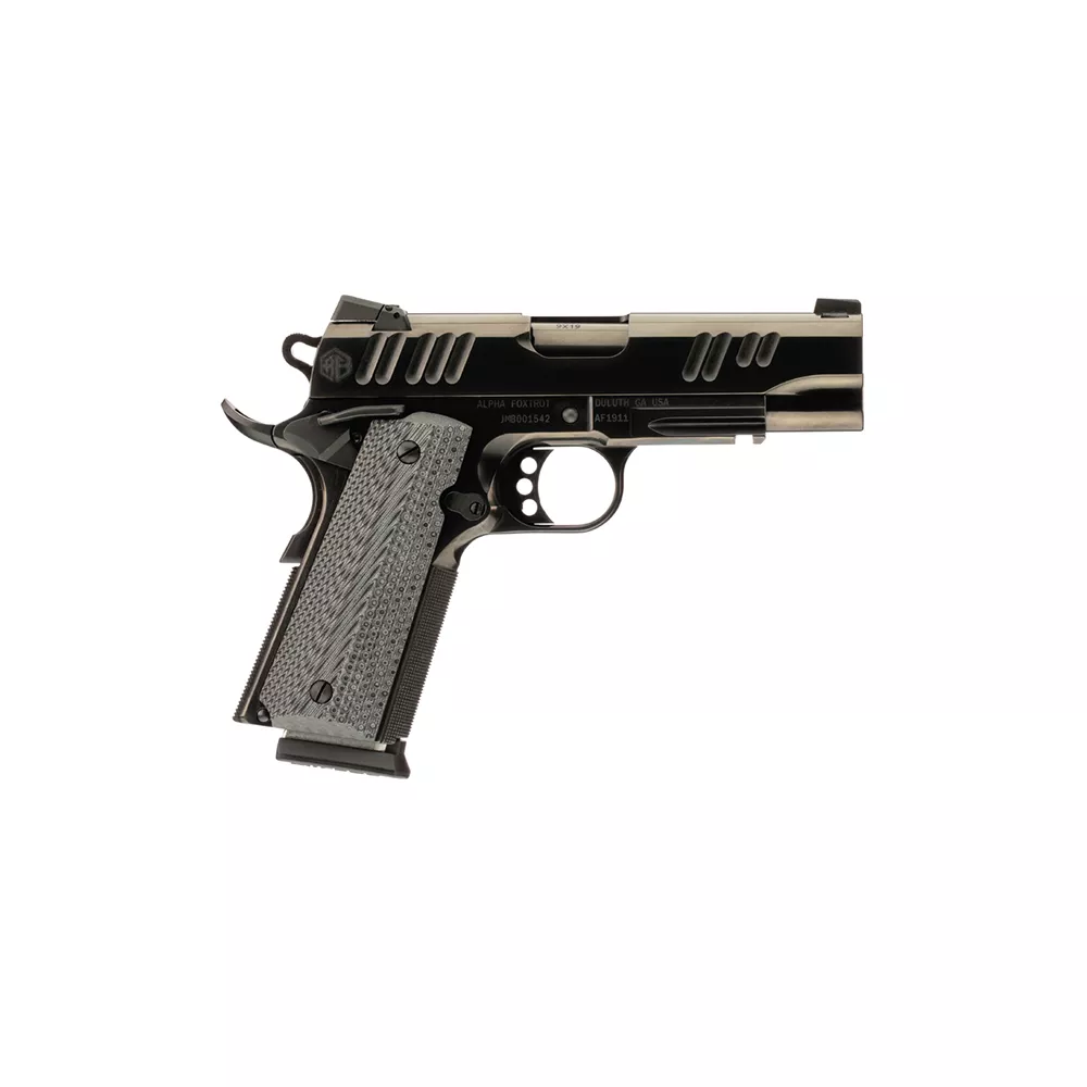 Alpha Foxtrot 1911 Handgun 9mm Luger 9rd Magazine 4.25″ Barrel Polished DLC Finish