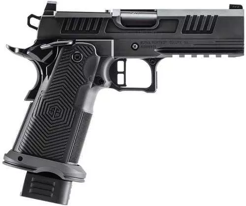 Alpha Foxtrot AF1911 Romulus Compact 9mm Luger 20+1 4.25" Black Bull Ramped Barrel, Black DLC Stainless Steel Optic Ready/Serrated Slide, Black DLC Stainless Steel Frame w/Beavertail & Picatinny Rail, Polymer Grip, RMR/RMSc Footprint