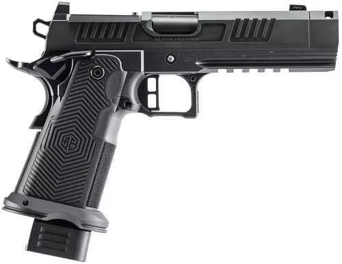 Alpha Foxtrot AF1911 Romulus Compact Frame 9mm Luger 20+1 4.25" Black Bull Ramped Compensated Barrel, Black DLC Stainless Steel Optic Ready/Serrated Slide & Frame w/Beavertail & Picatinny Rail, Polymer Grip, RMR/RMSc Footprint