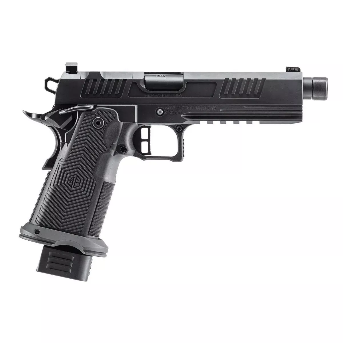 Alpha Foxtrot AF1911-ROMULUS MOS Adapter Handgun 9mm Luger 17(1) & 20RD(1) Magazines 5″ Threaded Barrel DLC Black
