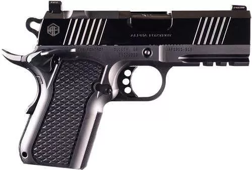 Alpha Foxtrot AF1911 S15 Sub-Compact Frame 9mm Luger 15+1 3.50" Black Bull Ramped Barrel, Polished Black DLC Stainless Steel Optic Ready/Serrated Slide, Polished Black DLC Aluminum Frame w/Beavertail & Picatinny Rail, RMSc Footprint, Ambi