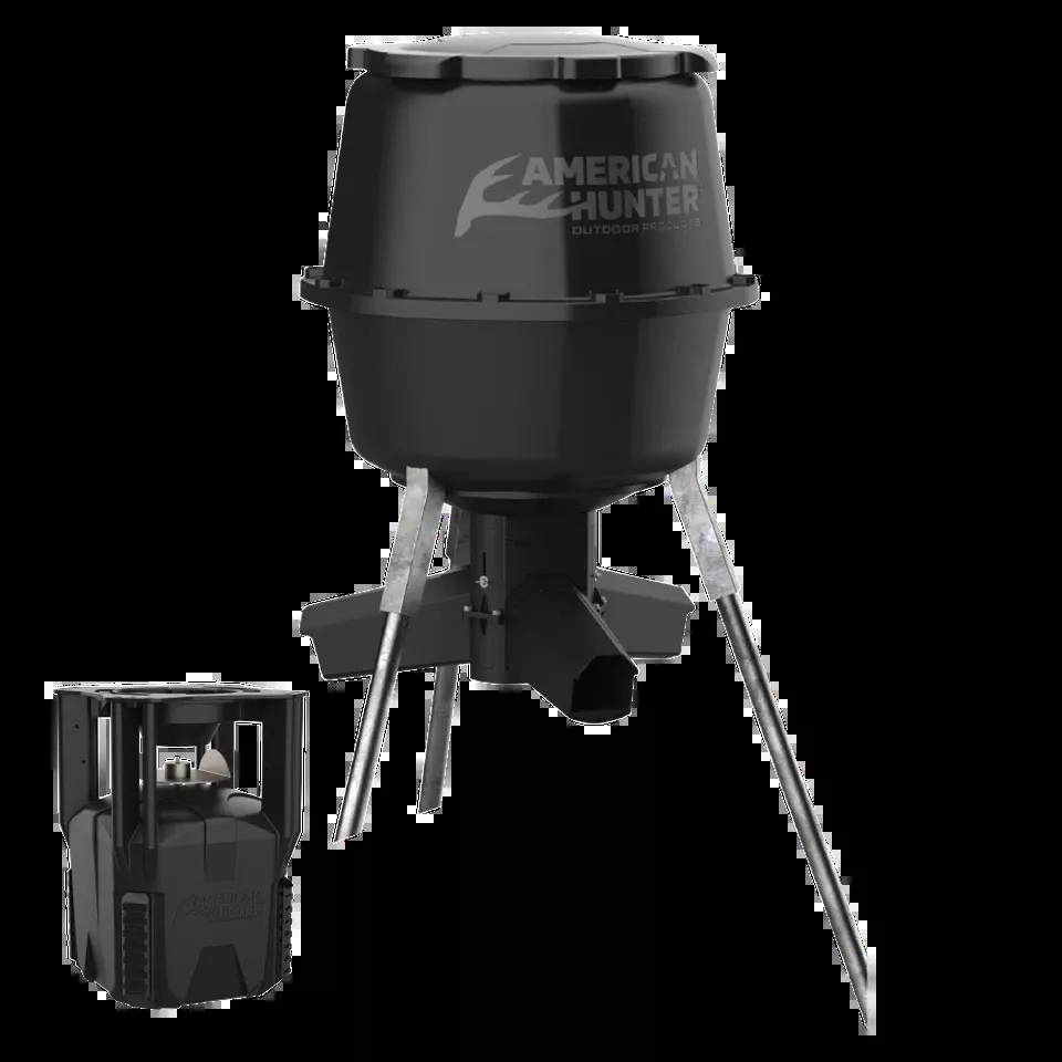 American Hunter AH225XDE XDE-Pro Feeder: 16 Programs, 1-60 Sec Duration, 30 Gal Capacity, Black
