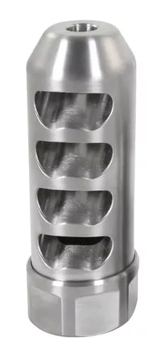 American Precision Arms G2F5830S Gen 2 Fat Bastard Self Timing Brake Stainless Steel with 5/8"-24 tpi Threads, 3.30" OAL & 1.115" Diameter for 30 Cal Rifle