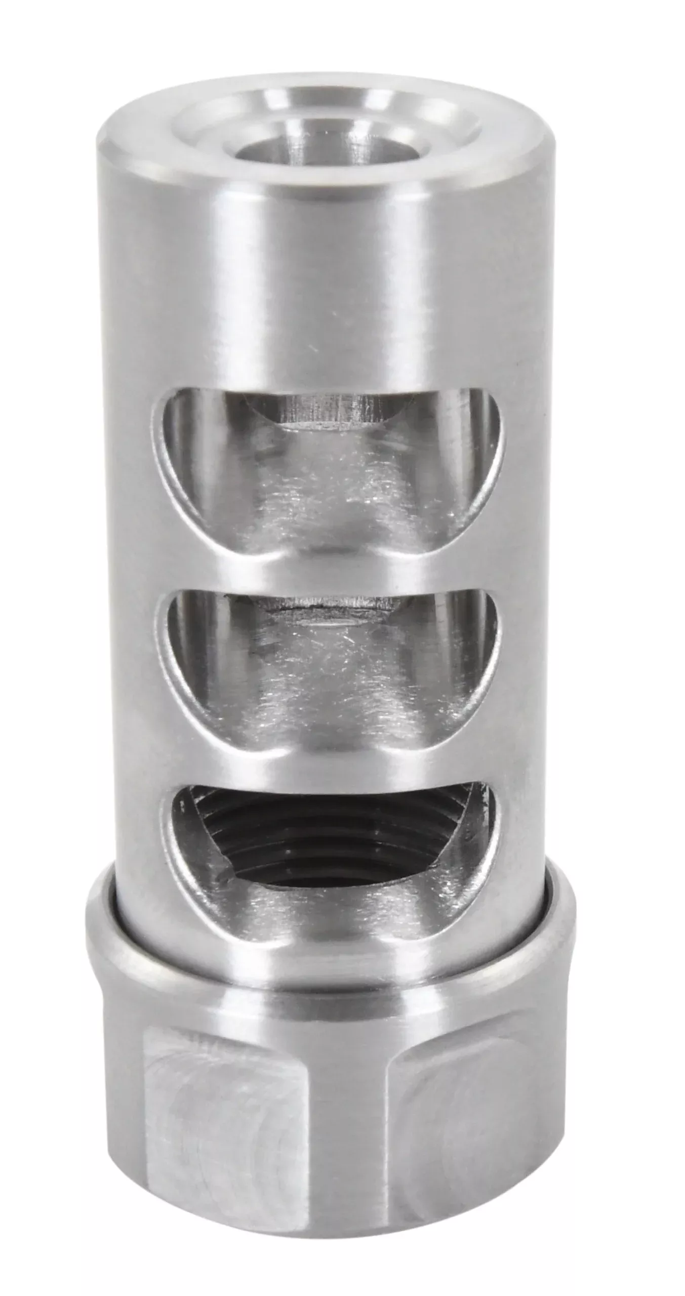 American Precision Arms G2M1230S Gen 2 Micro Bastard Self Timing Brake Stainless Steel with 1/2"-28 tpi Threads, 1.86" OAL & .750" Diameter for 30 Cal AR-Platform & Hunting Rifles