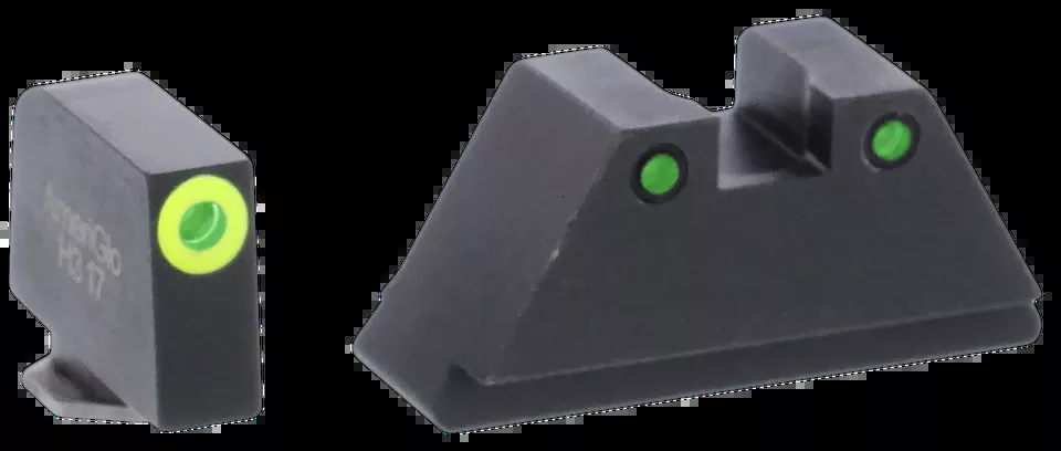 AmeriGlo GL252 Optic Compatible XL Tall Sight Set for Glock - Green Tritium Front & Rear Sights