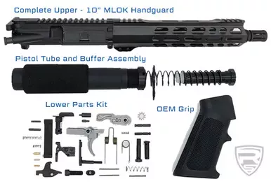 AR-15 | Complete 10.5″ Pistol Build Kit | Pistol Tube | 5.56NATO