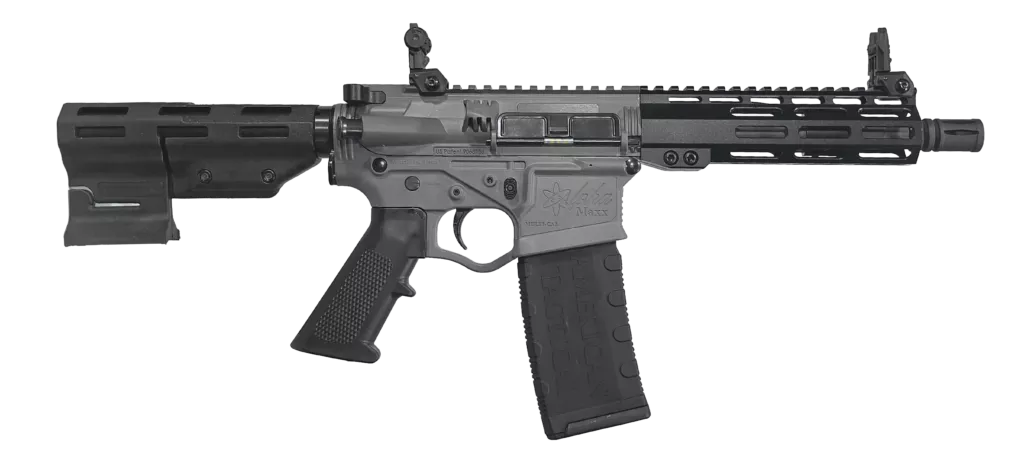 ATI ALPHA MAXX 5.56 PISTOL 7.5″ BBL 7″ HG, SNIPER GREY, PARBRACE, FLIP UPS, 1-30RD