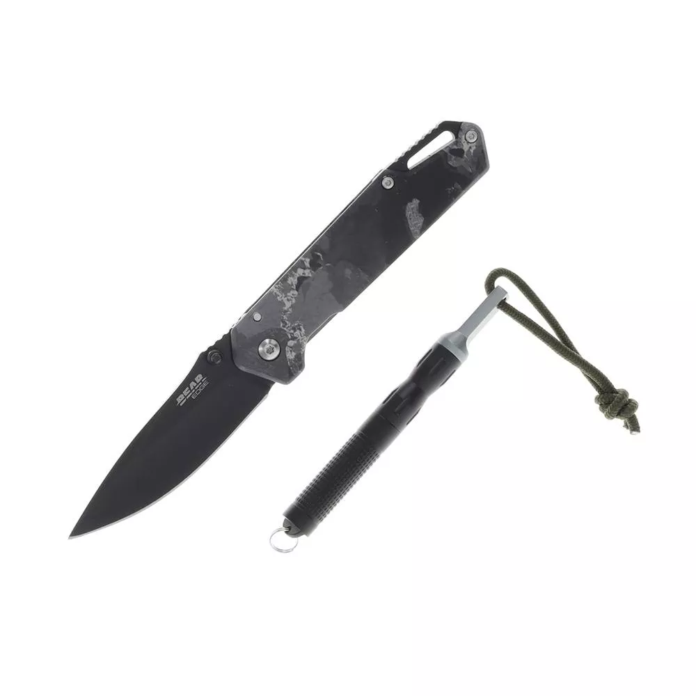Bear & Son Edge Folding Knife 3-1/2″ Drop Point Blade Truetimber Midnight Camo
