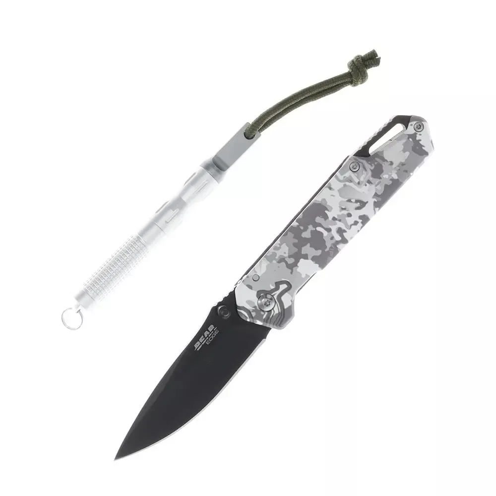 Bear & Son Edge Folding Knife 3″ Drop Point Blade Truetimber White Viper