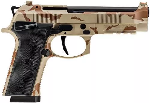 Beretta USA 92XI Full Size Frame 9mm Luger 15+1 4.70" Black DLC Steel Barrel, Desert DPM Cerakote Stainless Steel Optic Ready/Serrated Slide, Desert DPM Cerakote Aluminum Frame w/Picatinny Rail, Black Textured Grip, MRDS Footprint
