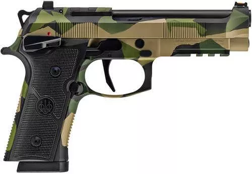 Beretta USA 92XI Full Size Frame 9mm Luger 18+1 4.70" Black DLC Steel Barrel, Splinter Camo Cerakote Stainless Steel Optic Ready/Serrated Slide, Splinter Camo Cerakote Aluminum Frame w/Picatinny Rail, Black Textured Grip, MRDS Footprint