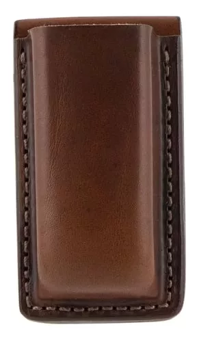 Bianchi 18055 Open Top Mag PouchSingle Tan Leather Belt Clip, Belts 1.75" Wide Compatible w/Glock 17/19/22/23/30/S&W 9/40F/M&P 9/40