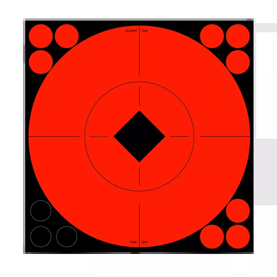Birchwood Casey 33916 Self-Adhesive Bullseye Target Spots, 8" Black/Red, 8-Pack