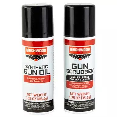 Birchwood Casey Gun Scrubber & Gun Oil | 2 Can Value Pack | Aerosol Can | 1.25oz | BC-33329