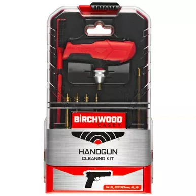 Birchwood Casey Universal Handgun Cleaning Kit | 16 Pieces | Custom Handle | BC-HNDGCLN-KIT