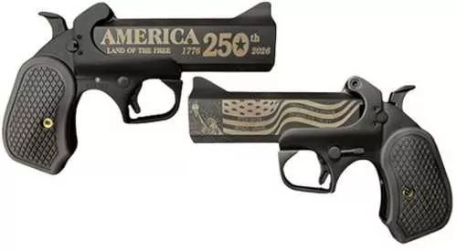 Bond Arms America 250th Anniversary 45 Long Colt/410 Gauge 2 Shot 4.25" Engraved Black Cerakote Stainless Steel Barrel & Frame, Black B6 Resin Grip, Exposed Hammer