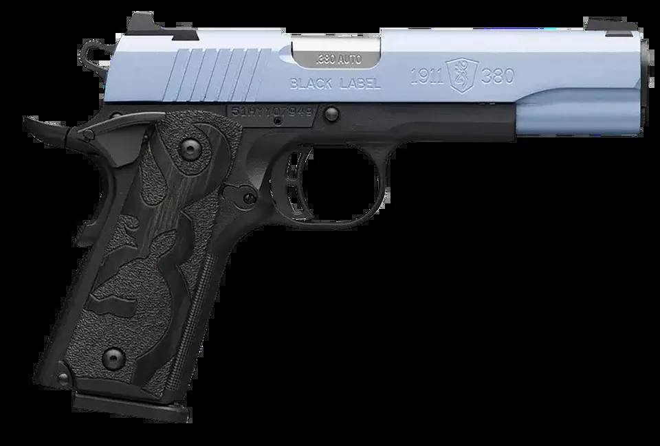 Browning 1911-380 Black Label Full Size - Polar Blue Cerakote Slide, Matte Black Frame