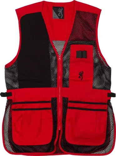 BROWNING MESH SHOOTING VEST – R-HAND XL BLACK/RED TRIM
