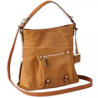 Bulldog Cases Hobo Anna Purse Holster | Fits Most Small Autos | Cognac Brown Color | Leather | BDP-054