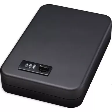 Bulldog Cases Personal Safe w/Steel Combination Lock & Security Cable | 9.5″ x 6.5″ x 2″ | Black Finish | BD1126