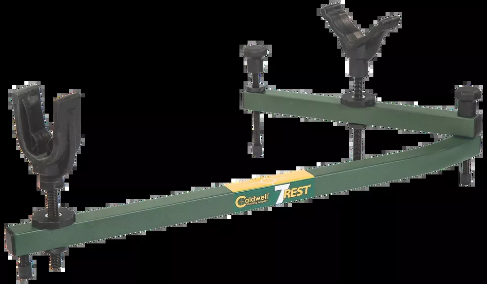 Caldwell 1071001 7-Rest: Adjustable Green Aluminum Stand for Universal Firearms