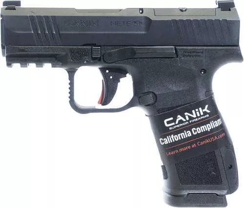 Canik Mete MC9L *CA Compliant 9mm Luger 10+1 3.18" Black Steel Barrel, Black Nitride Steel Serrated Slide, Flat Dark Earth Polymer Frame w/Picatinny Rail, Interchangeable Backstrap Grip