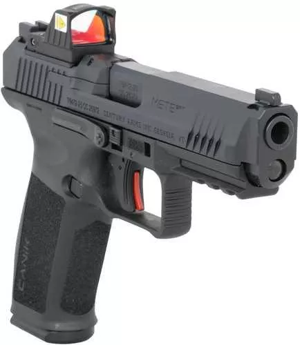 Canik Mete SFT One Series w/Optic 9mm Luger 18+1 4.46" Black Barrel, Black Nitride Steel Serrated w/Optic Slide, Black Polymer Frame w/Beavertail & Picatinny Rail, Interchangeable Backstrap Grip