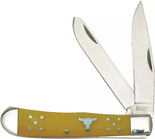 Cattleman's Cutlery 3.25" Yellow Handle Trapper 2-Blade Knife