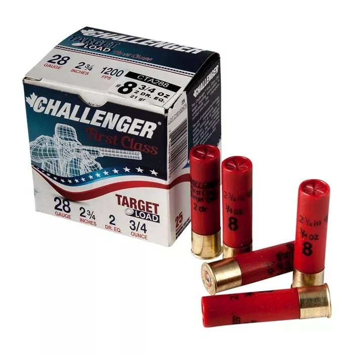CHALLENGER AMMO – First Class Target Load 28 Gauge 3/4oz #9 Shot 250/Case Quantity Discount PriceAdd To Favorite
