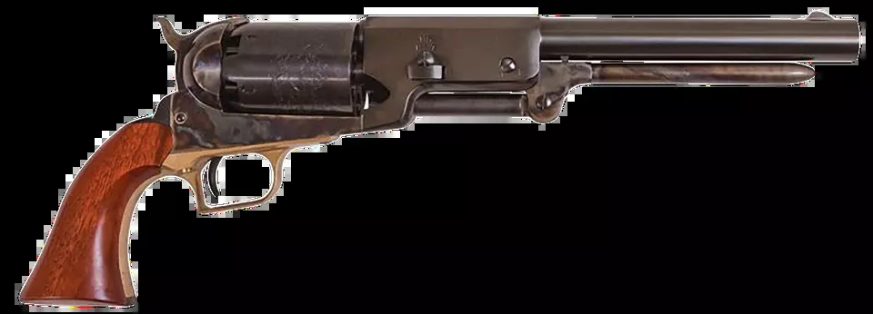 Cimarron CA020 1847 Walker Dragoon .44 Cal Revolver with Engraved Barrel and Walnut Grip