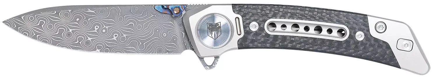 CobraTec Knives CTEMPDAMDNS Emperor 3″ Folding Drop Point Plain Damascus VG-10 SS Blade, 4.25″ Carbon Fiber/SS Titanium Handle