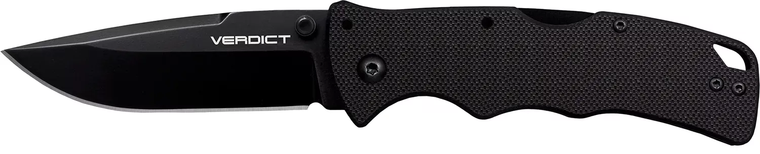 Cold Steel CSFLC3SP10A Verdict 3″ Folding Spear Point Plain Black Matte AUS-10A SS Blade/Black G10 Handle Includes Belt Clip