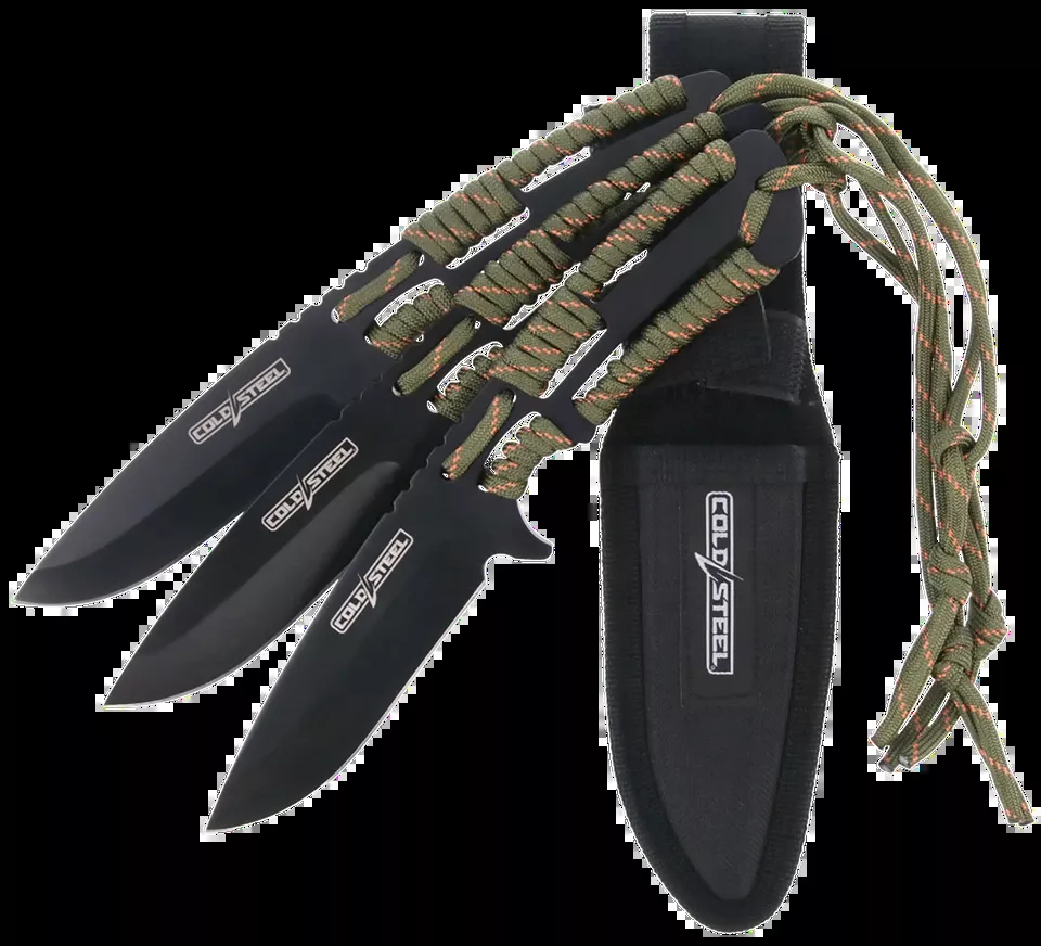 Cold Steel Throwing Knives Set - 3 Pack with Paracord Handle