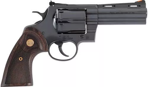 Colt Anaconda Large 44 Mag 6 Shot 4.25" Blued Vent Rib Barrel, Cylinder, Steel Frame, Hogue Finger Grooved Grip, Exposed Hammer