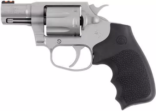 Colt Cobra 38 Special +P 6 Shot 2" Matte Stainless Barrel, Cylinder & Frame, Black Hogue Overmolded Grip, Exposed Hammer