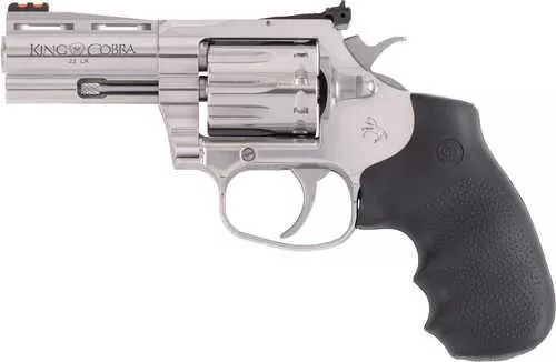 Colt King Cobra 22 LR 10 Shot 3" Stainless Vent Rib Barrel, Stainless Cylinder & Frame, Black Rubber Grip