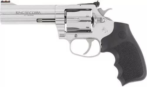 Colt King Cobra Target 357 Mag 6 Shot 4.25" Stainless Steel Barrel, Cylinder & Frame, Black Hogue Overmolded Grip, Exposed Hammer