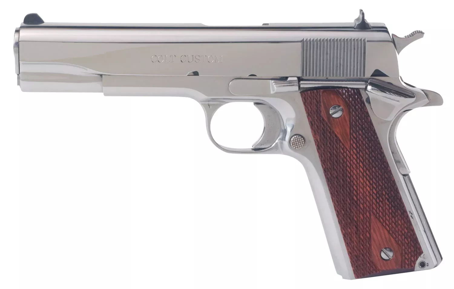 Colt Mfg O1070BSTS 1911 Government 45 ACP 7+1 5″ Stainless National Match Barrel, Serrated Slide & Frame w/Beavertail, Redwood Grip