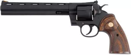 Colt Python 357 Mag/38 Special 6 Shot 8" Matte Blued Vent Rib Carbon Steel Barrel, Cylinder & Frame, Wood Grip, Exposed Hammer