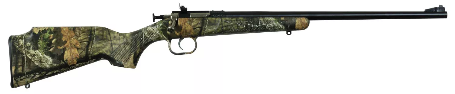 Crickett KSA2163 Youth22 LR 1rd 16.12″ Blued Barrel & Receiver, Fixed Front/Adjustable Rear Peep Sight, Hydro Dipped Mossy Oak Break-Up Synthetic Stock w/11.5″ LOP, Rebounding Firing Pin Safety